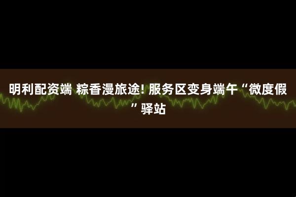 明利配资端 粽香漫旅途! 服务区变身端午“微度假”驿站