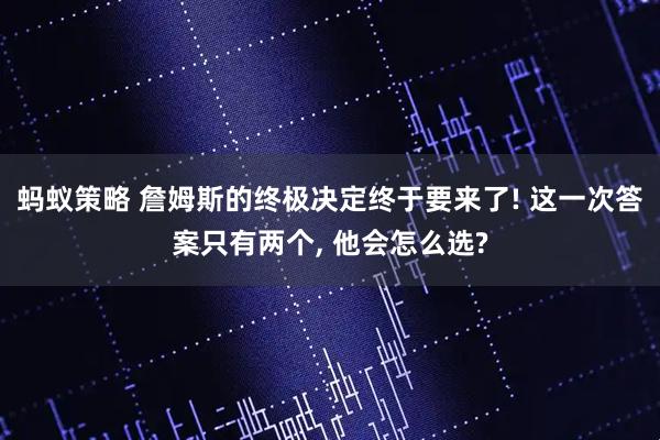 蚂蚁策略 詹姆斯的终极决定终于要来了! 这一次答案只有两个, 他会怎么选?