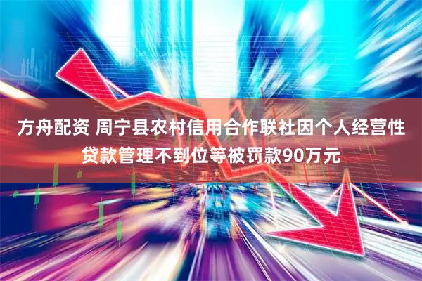 方舟配资 周宁县农村信用合作联社因个人经营性贷款管理不到位等被罚款90万元